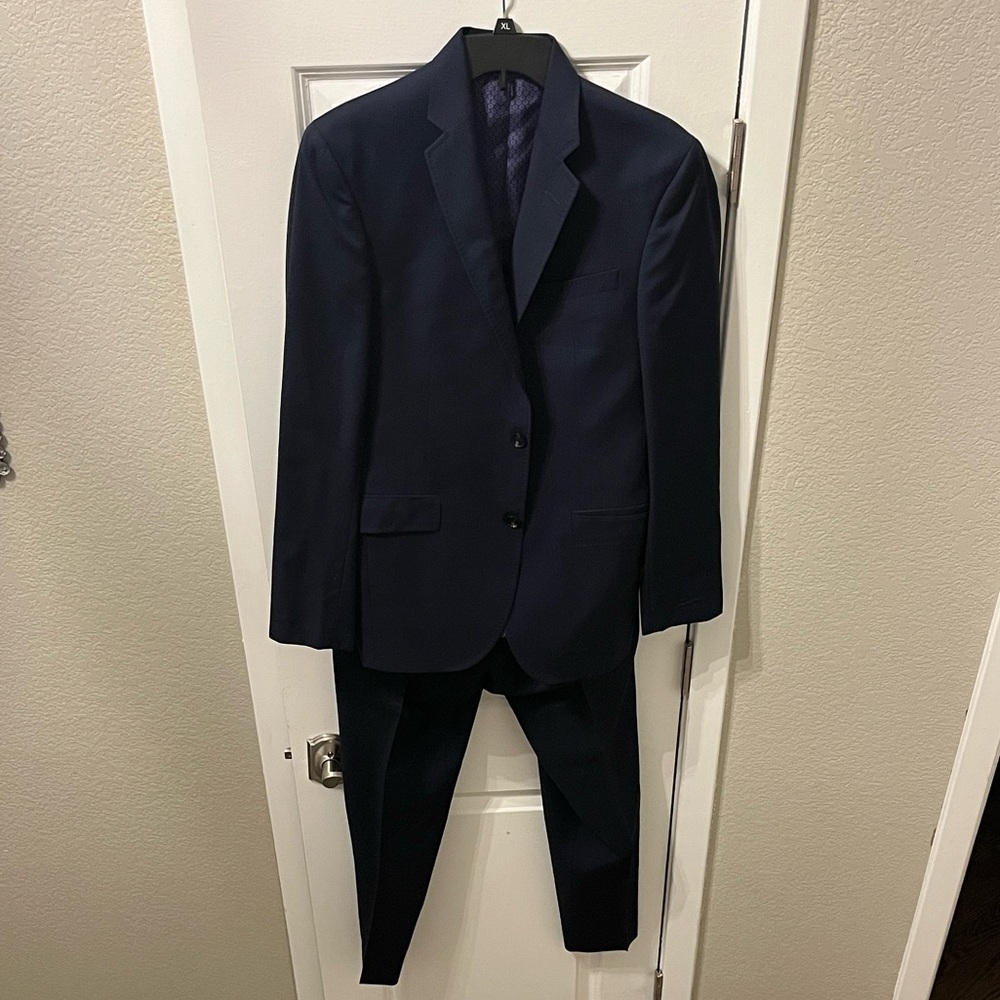 EC Ted Baker London Navy Blue Matching Blazer & Pant Set Jacket-38R Pants-31R